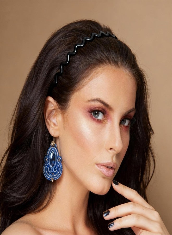 TOSEFES 2025 Zigzag Headbands for Women, 2-Pack U-Shaped Hair Comb Headbands, Non-Slip Slick-Back Hair Accessories, Black & Tortoise Recycled Plastic, Teeth Hairband for Everyday Styling & Workout - Image 3